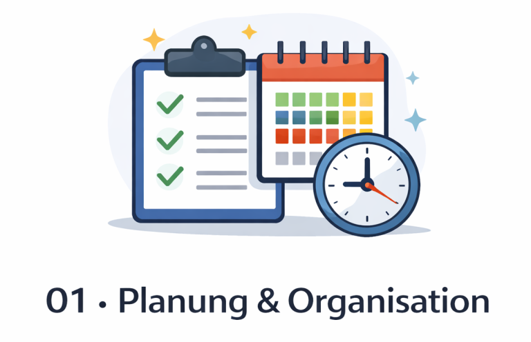 Modul 1: Planung & Organisation Im Modul Planung & Organisation / Selbstmanagement lernen Teilnehmende, ihre Zeit gezielt einzusetzen und den Arbeitsalltag wirksam zu struk